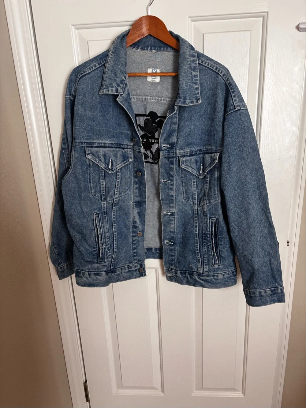 Vintage Disney Channel Unisex Blue Denim Jacket with Mickey Patch